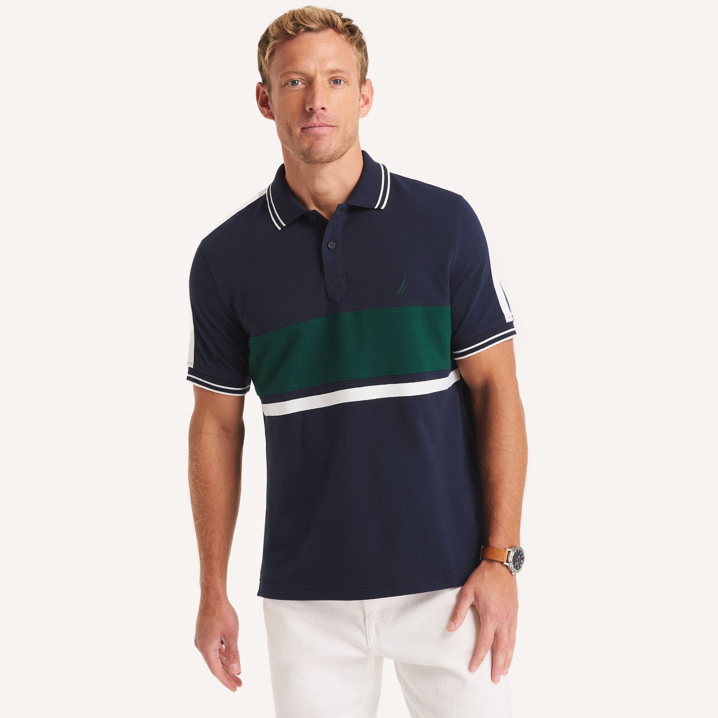 Chemise con colores combinados y ribetedo