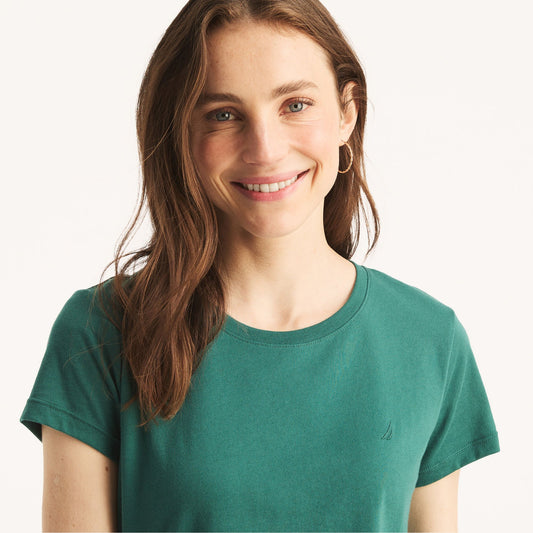 Franela cuello redondo unicolor con logo