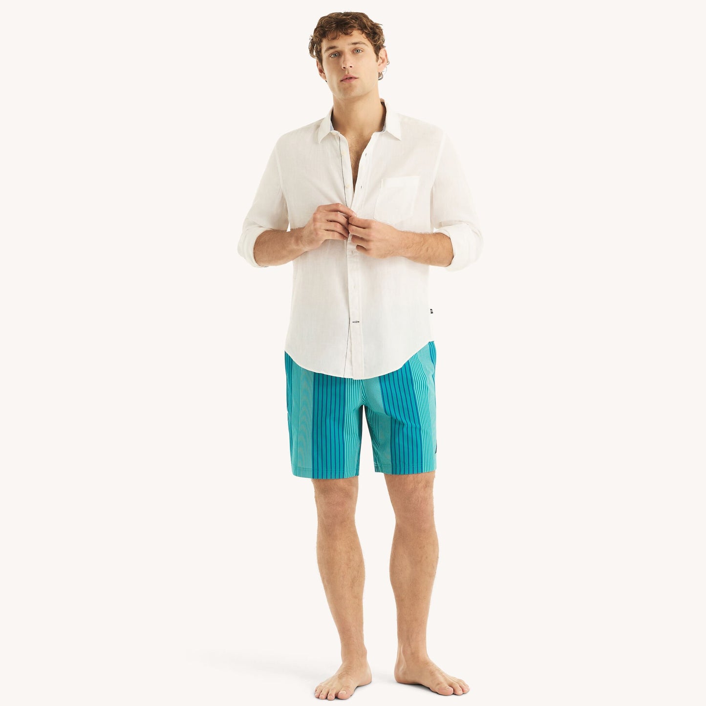 Traje de baño de rayas tipo short 8" secado rápido
