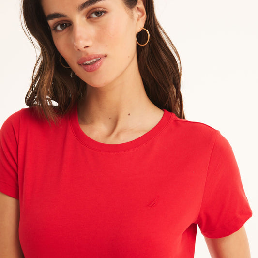 Franela cuello redondo unicolor con logo