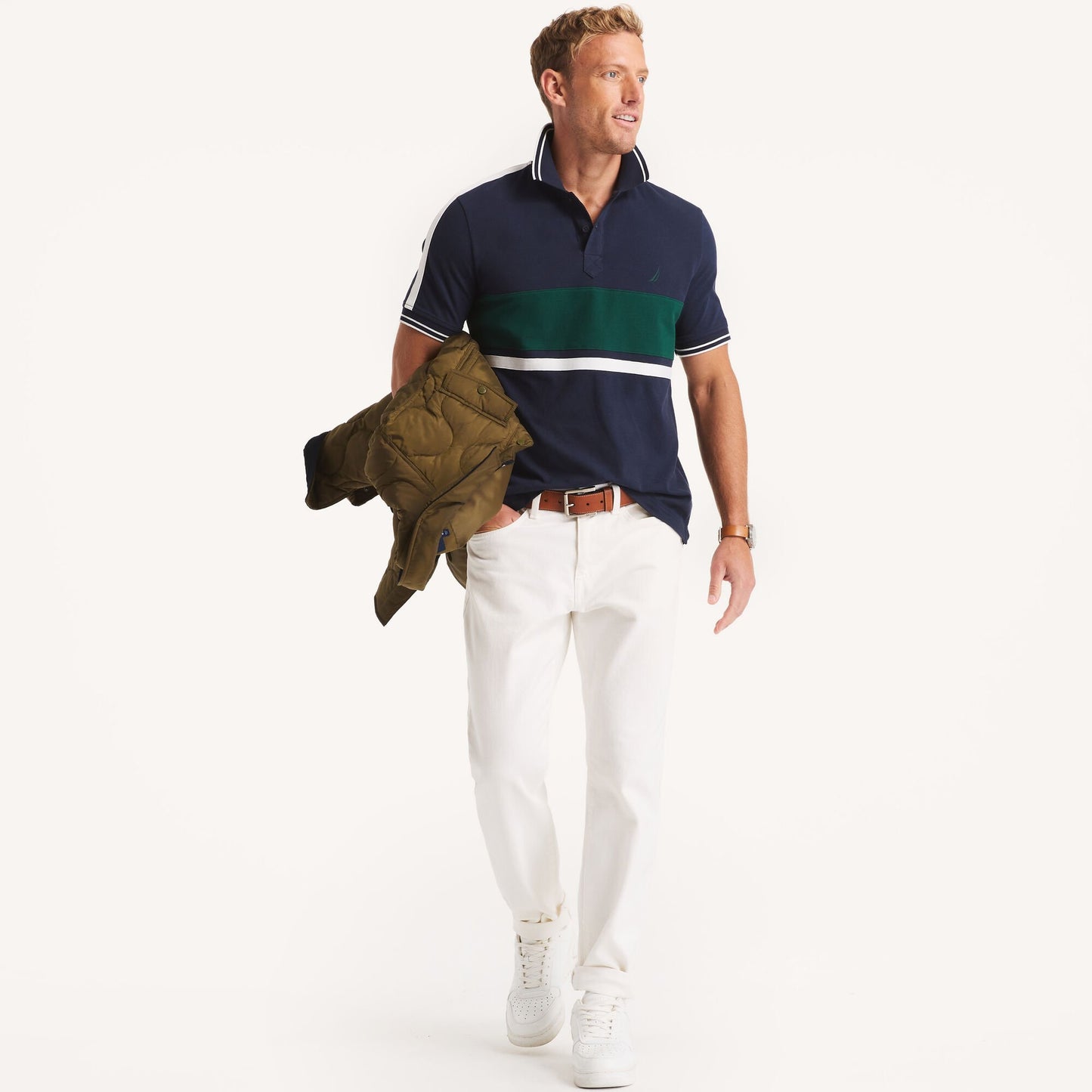 Chemise con colores combinados y ribetedo