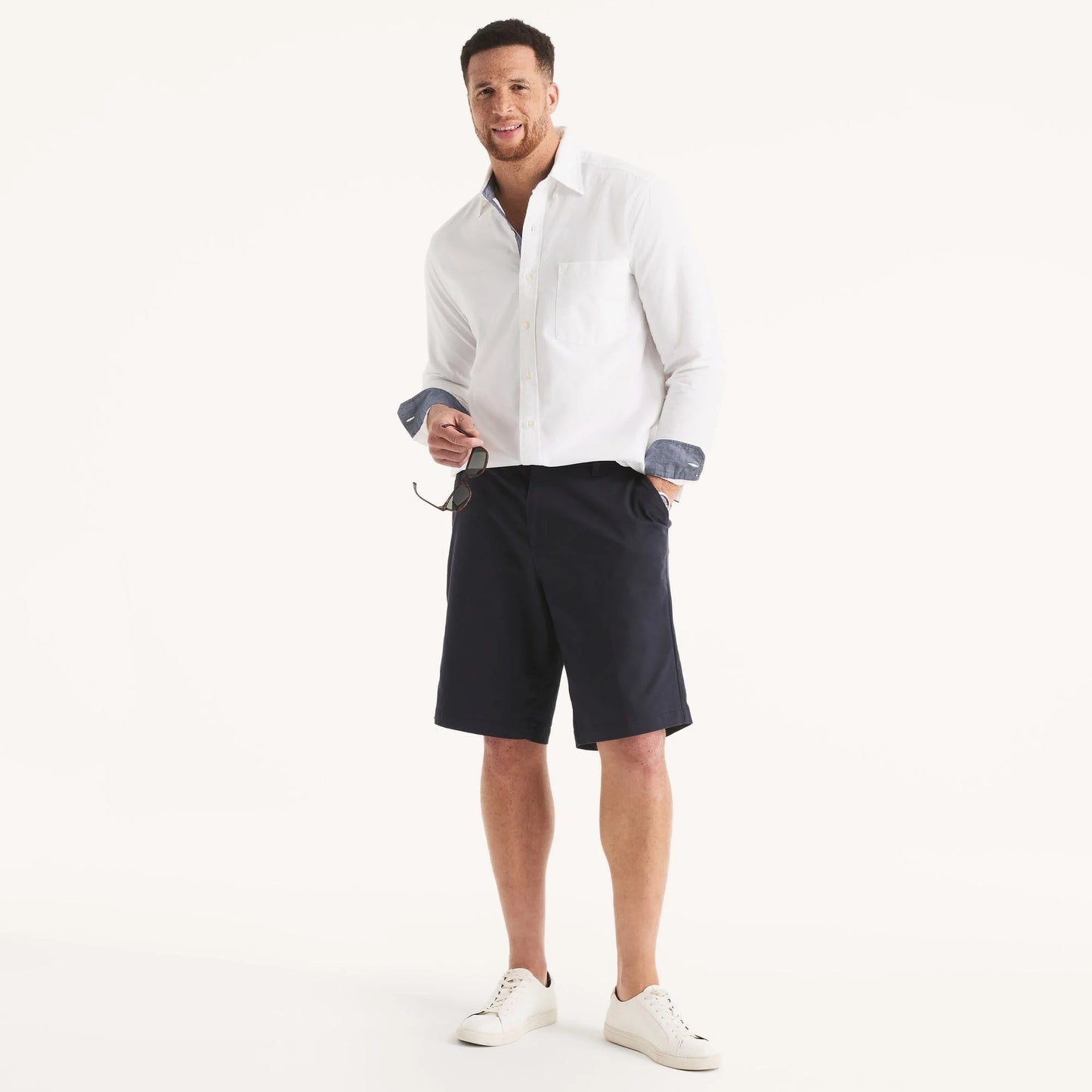 Camisa manga larga unicolor Oxford para Grandes