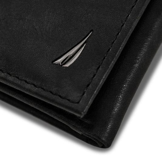 Cartera de caballero triple con logo de metal