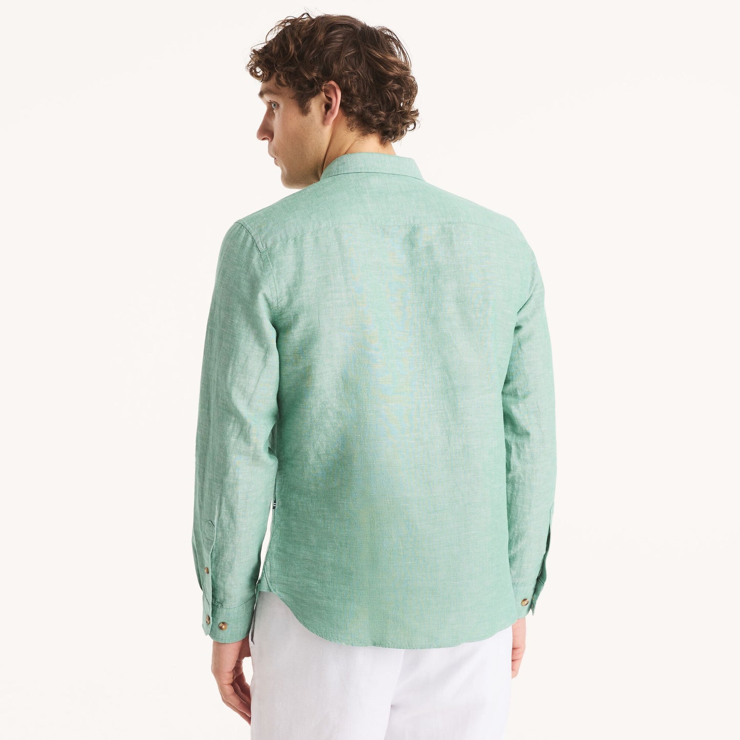 Camisa manga larga unicolor de lino