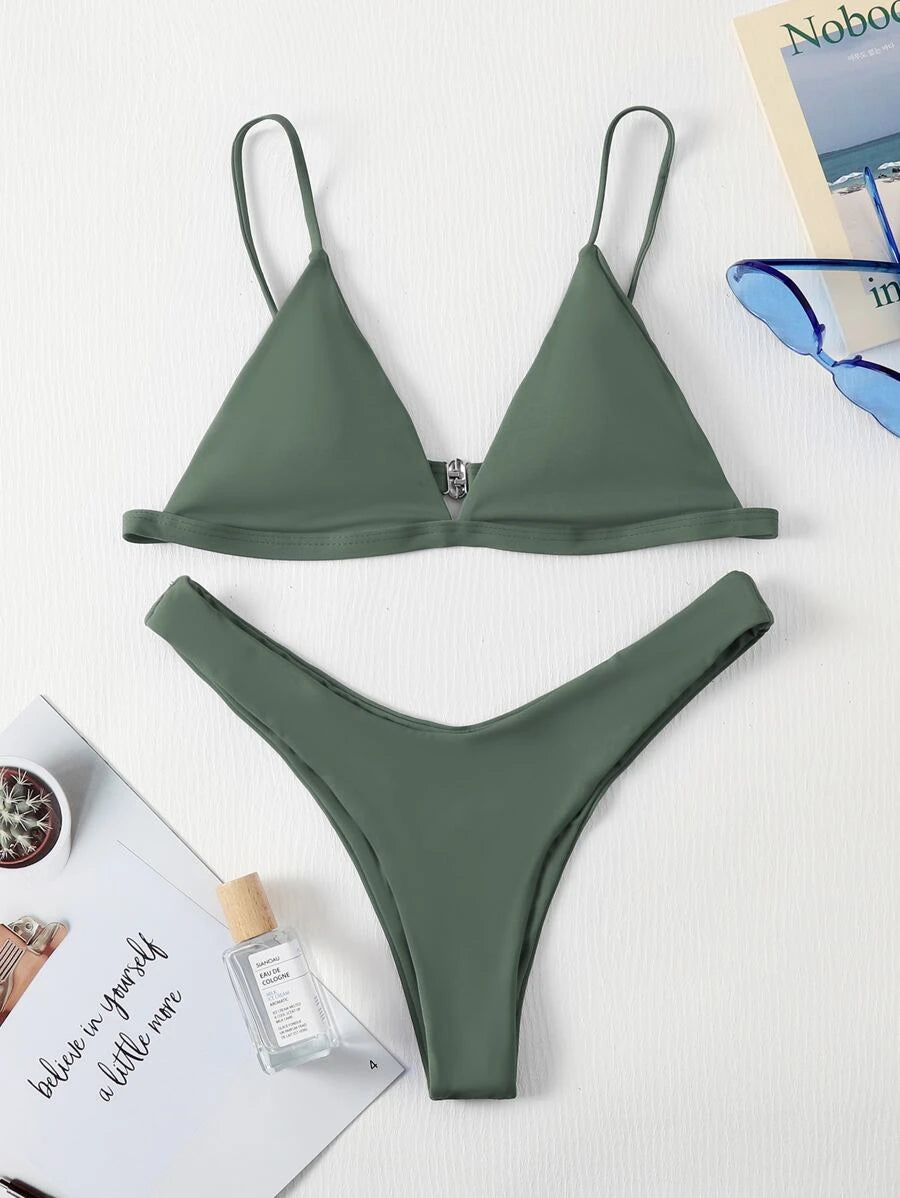 Traje de baño sólido unicolor