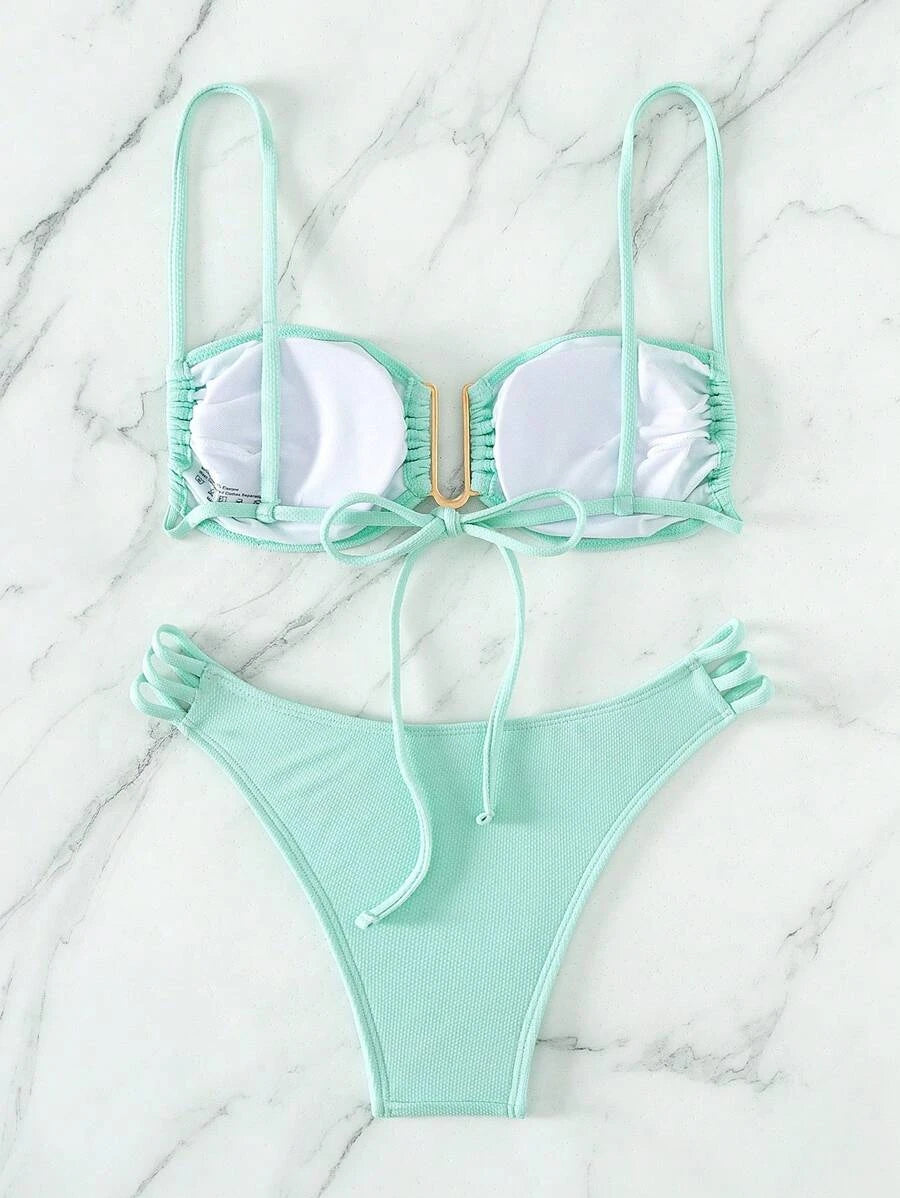 Bañador bikini liso con abertura