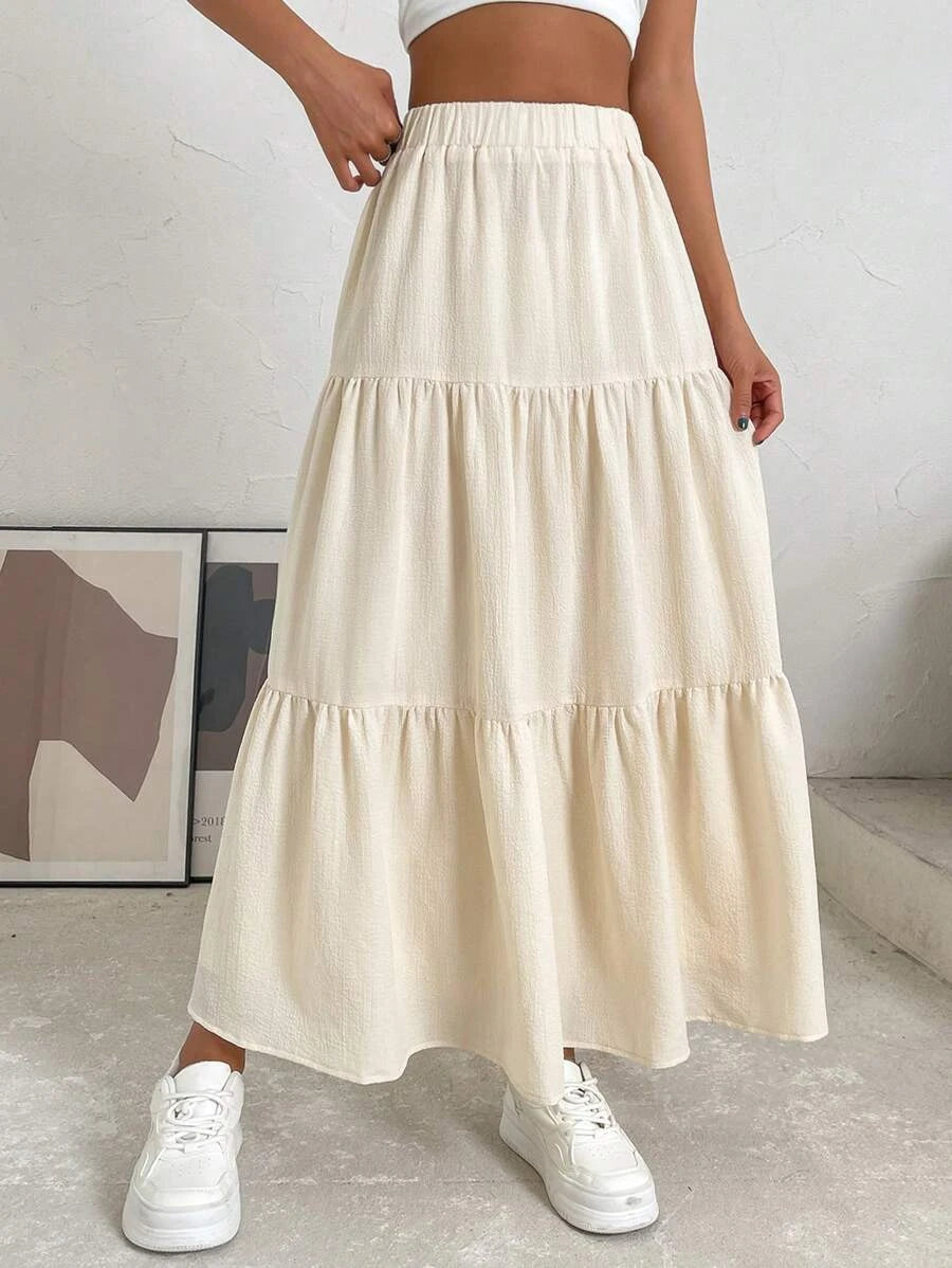 Falda con dobladillo con volantes multicapa