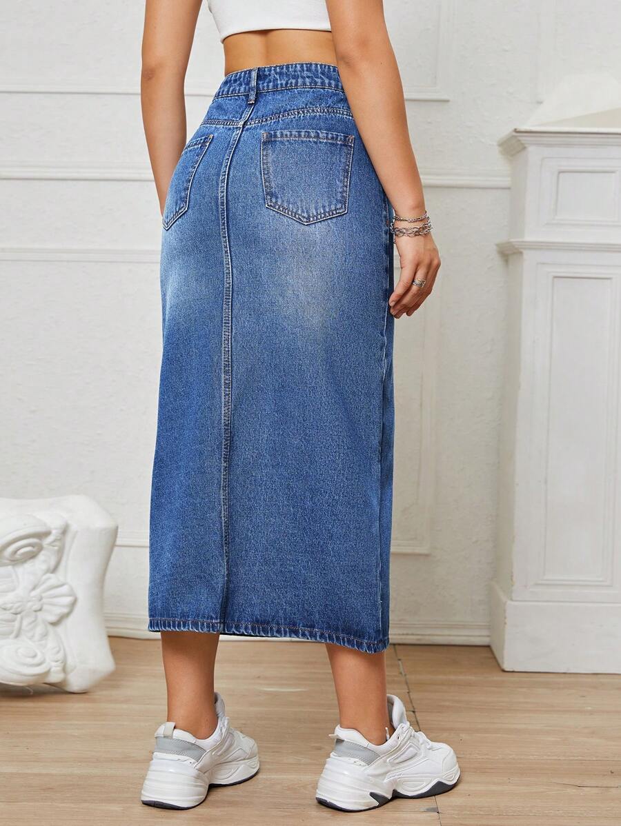 Falda denim con abertura