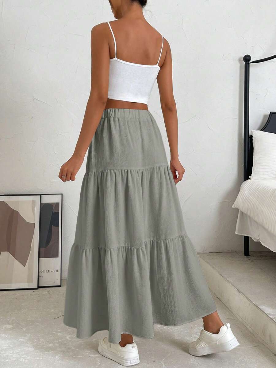 Falda con dobladillo con volantes multicapa