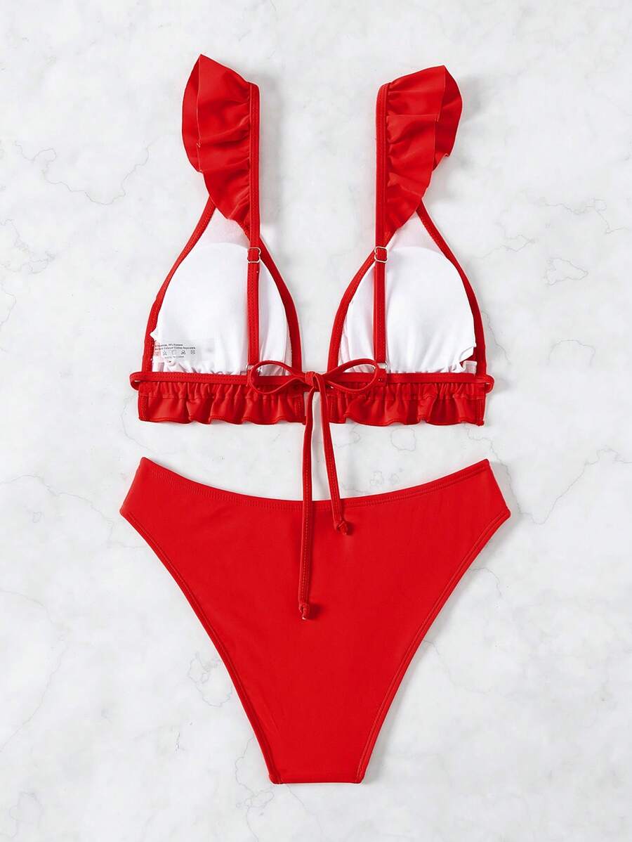 Traje de baño de bikini con volantes