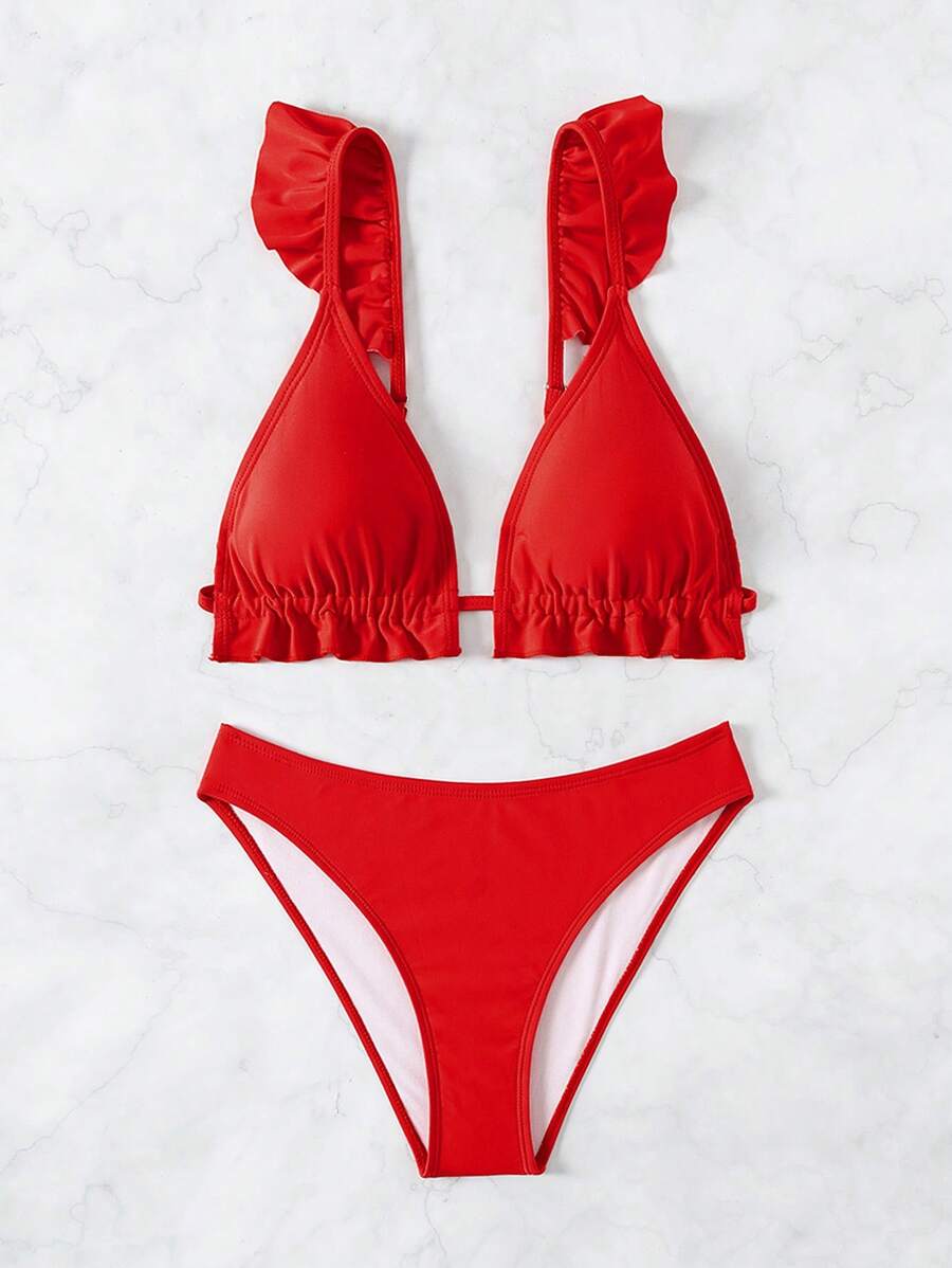 Traje de baño de bikini con volantes