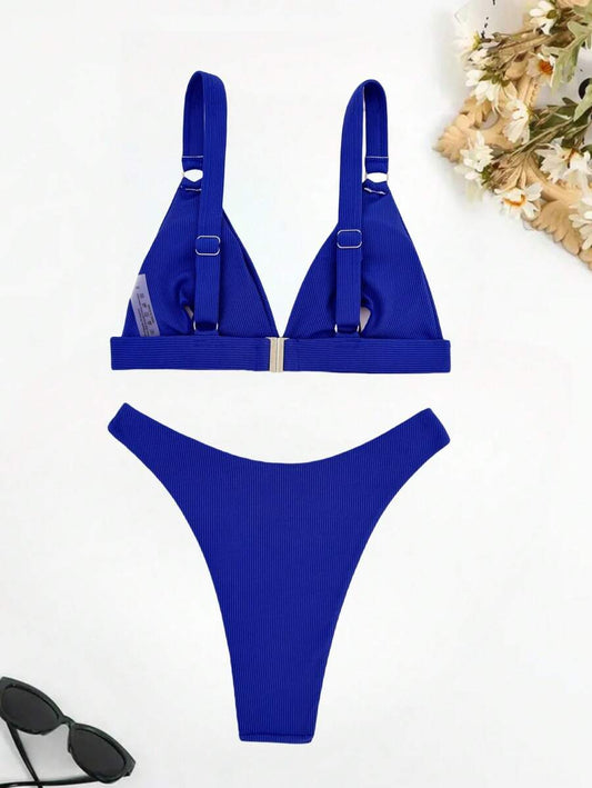 Traje de baño acanalado con anillo