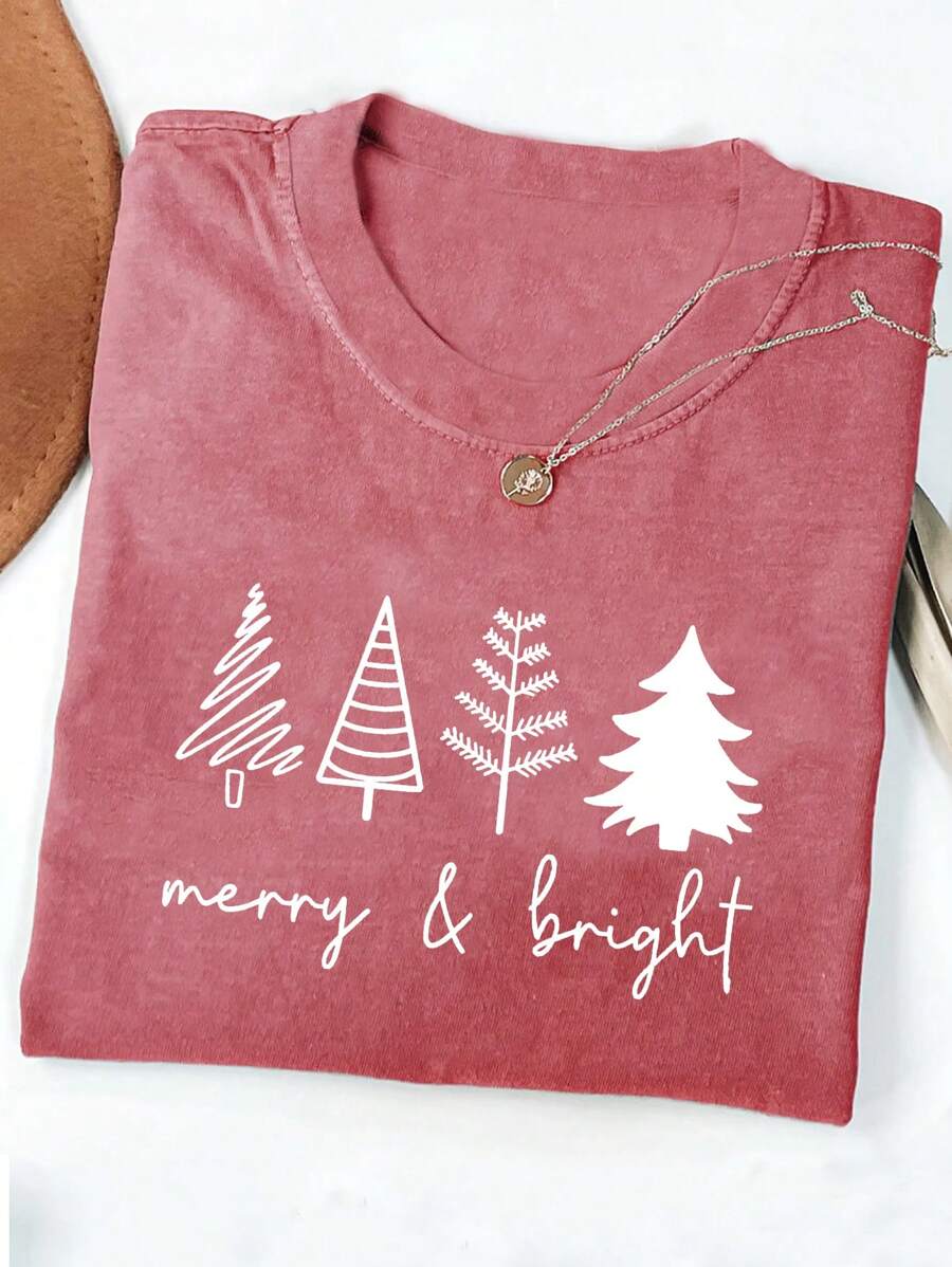 Camiseta estampada con arbol de navidad