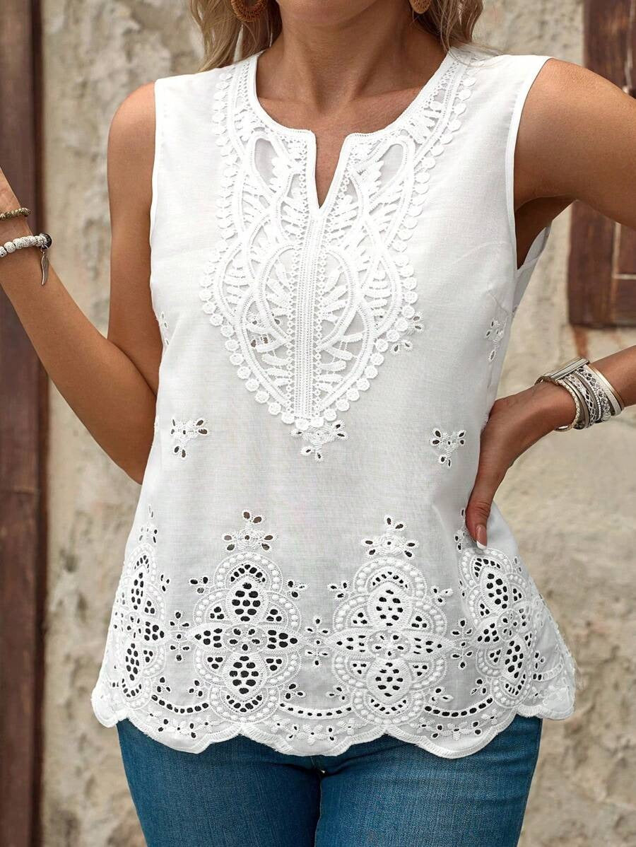 Top elegante bordado
