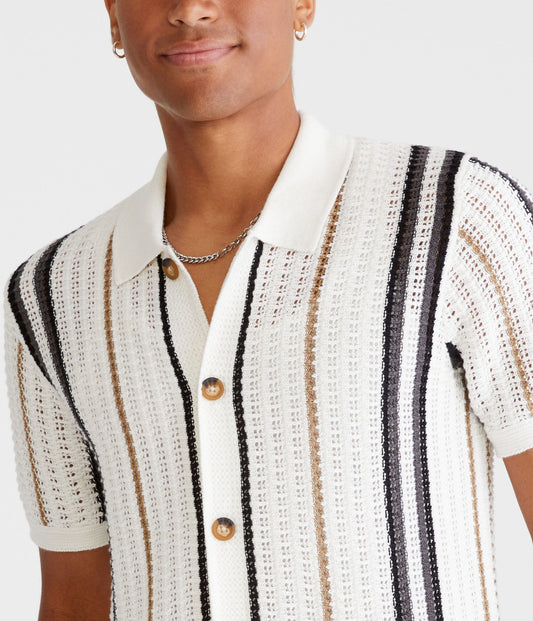 Chemise de suéter con tejido de puntos y rayas verticales