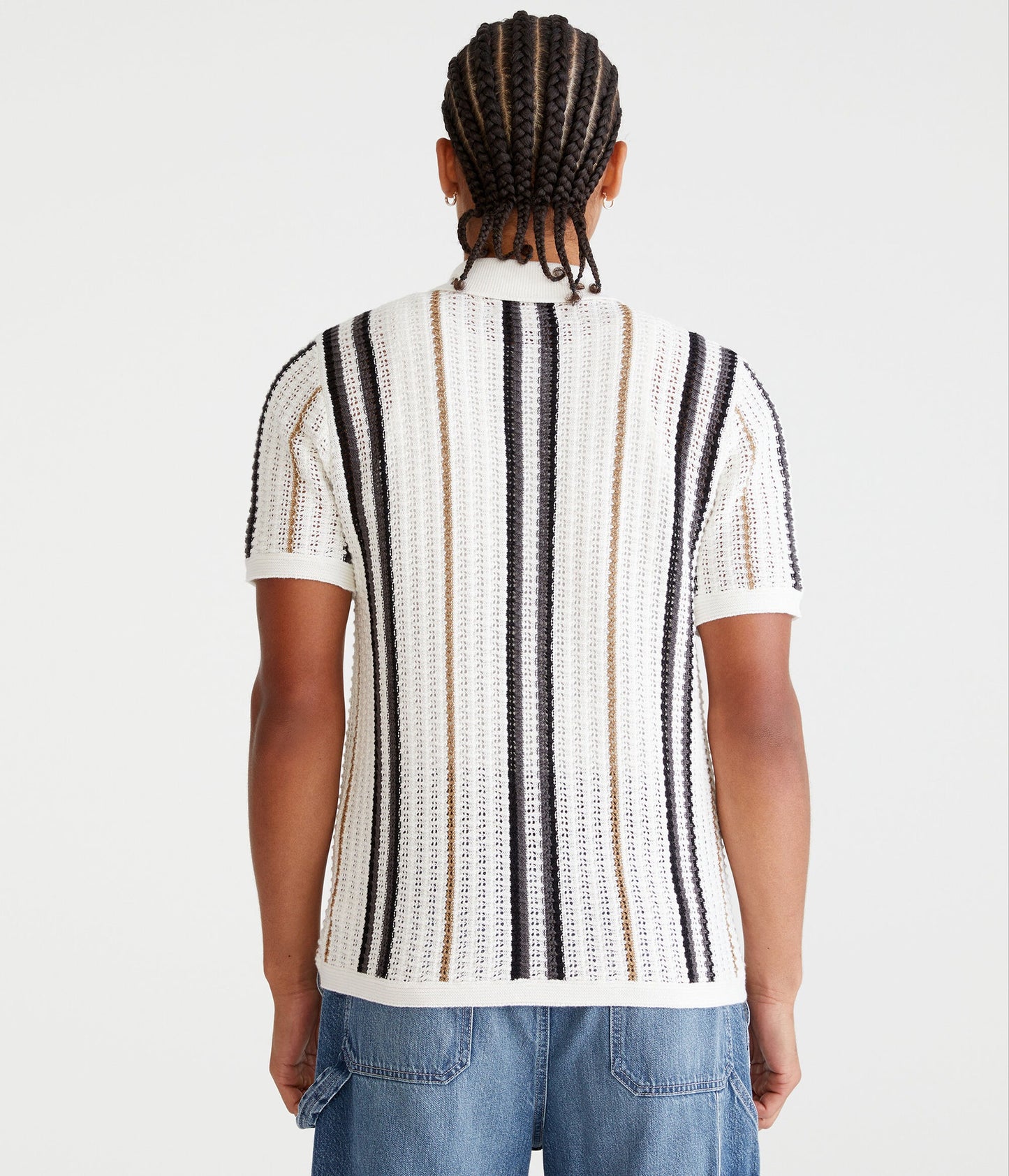 Chemise de suéter con tejido de puntos y rayas verticales