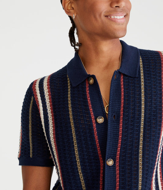 Chemise de suéter con tejido de puntos y rayas verticales