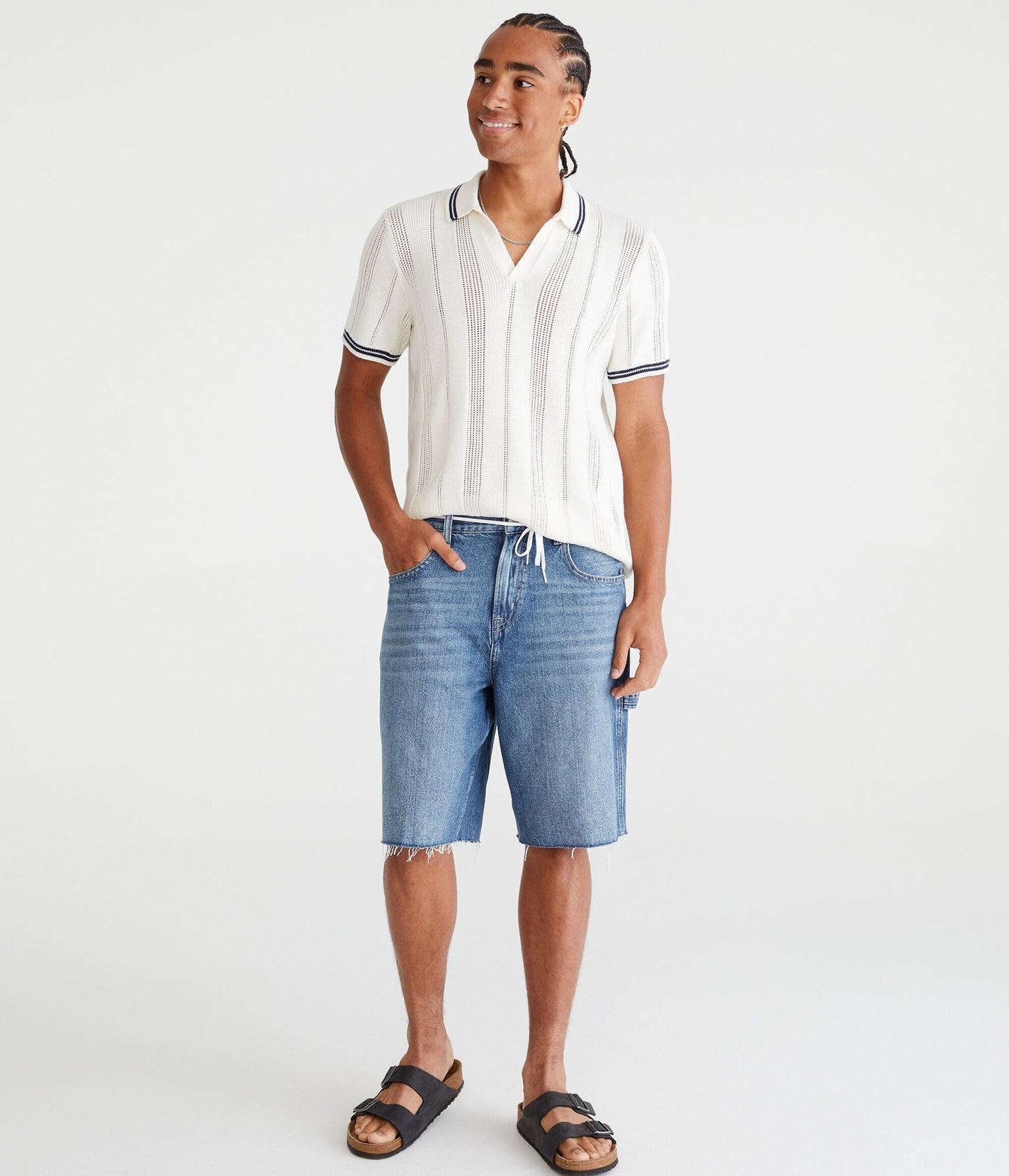 Chemise de suéter con tejido de puntos y ribete