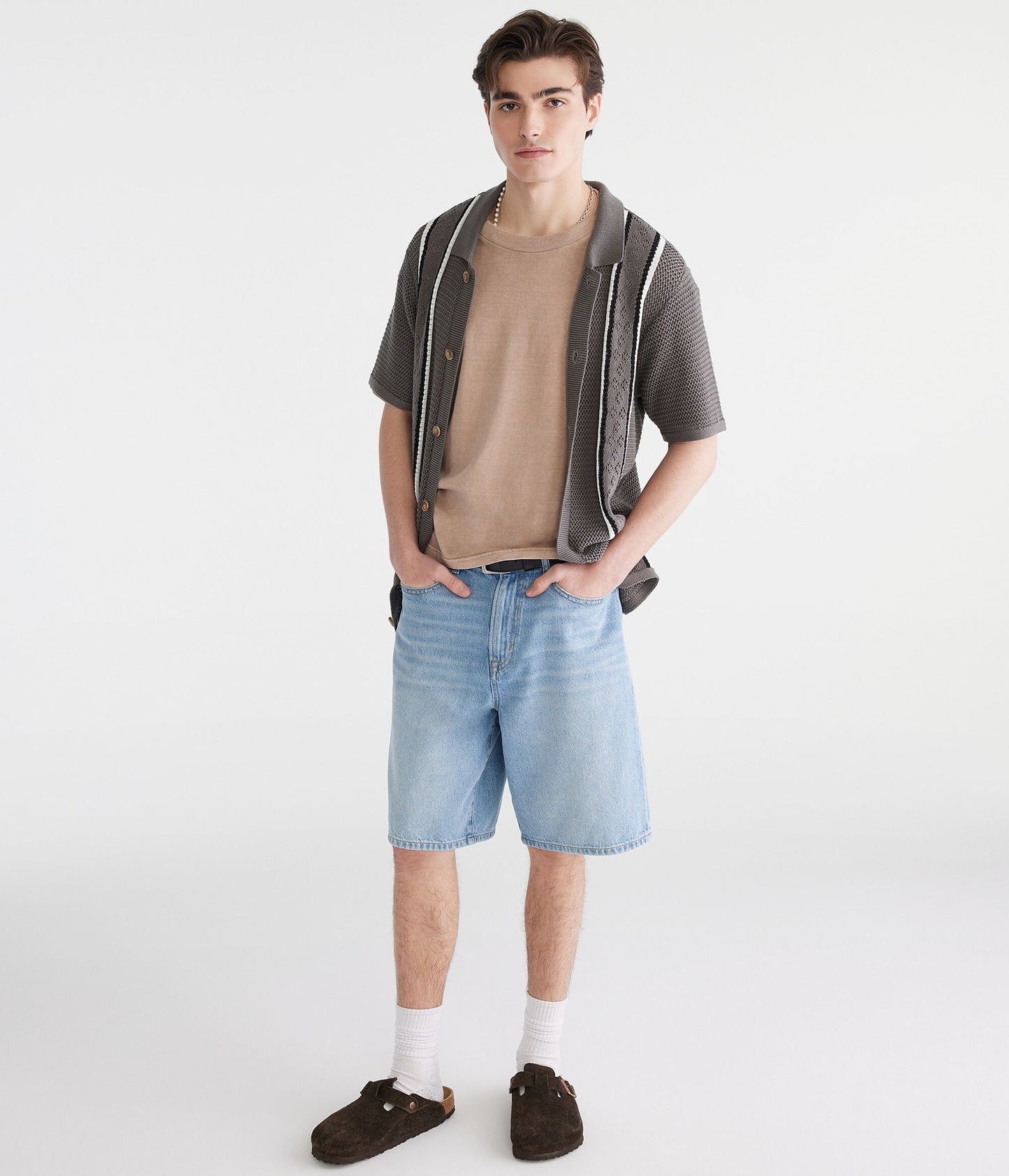 Camisa manga corta con tejido de puntos