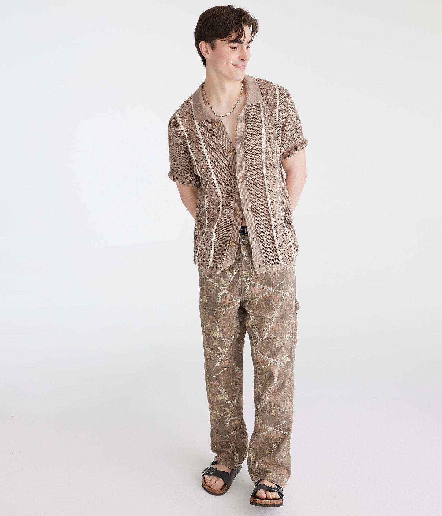 Camisa manga corta con tejido de puntos