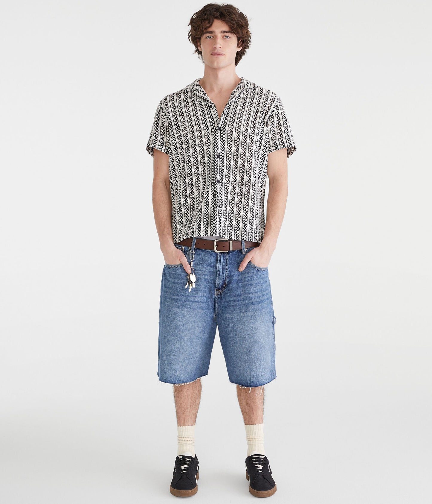 Camisa manga corta texturizada con rayas