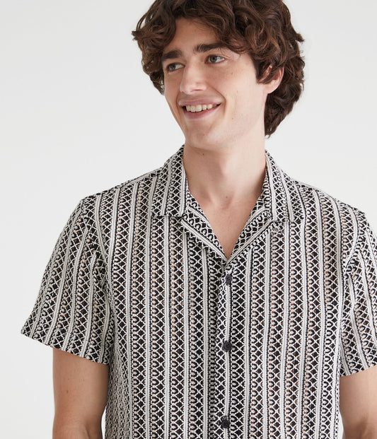 Camisa manga corta texturizada con rayas