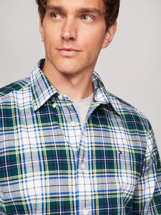 Camisa manga larga a cuadros con bloques de color