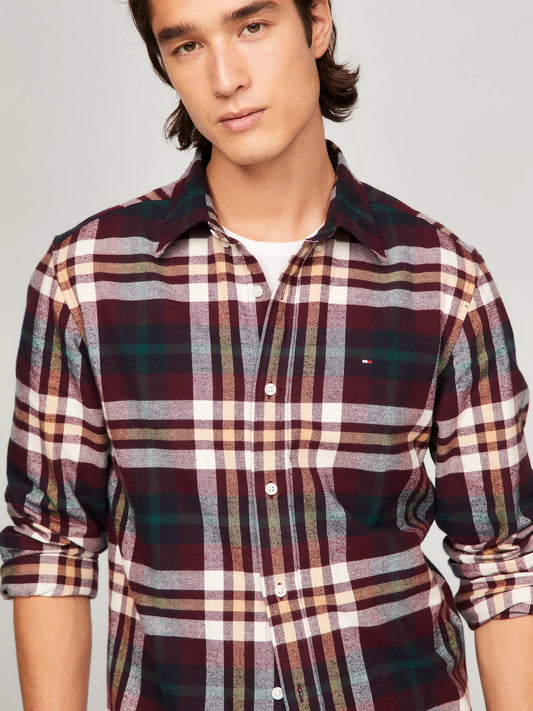 Camisa manga larga a cuadros con bloques de color