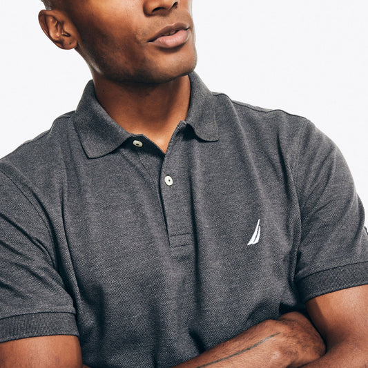 Chemise regular unicolor con logo heathered