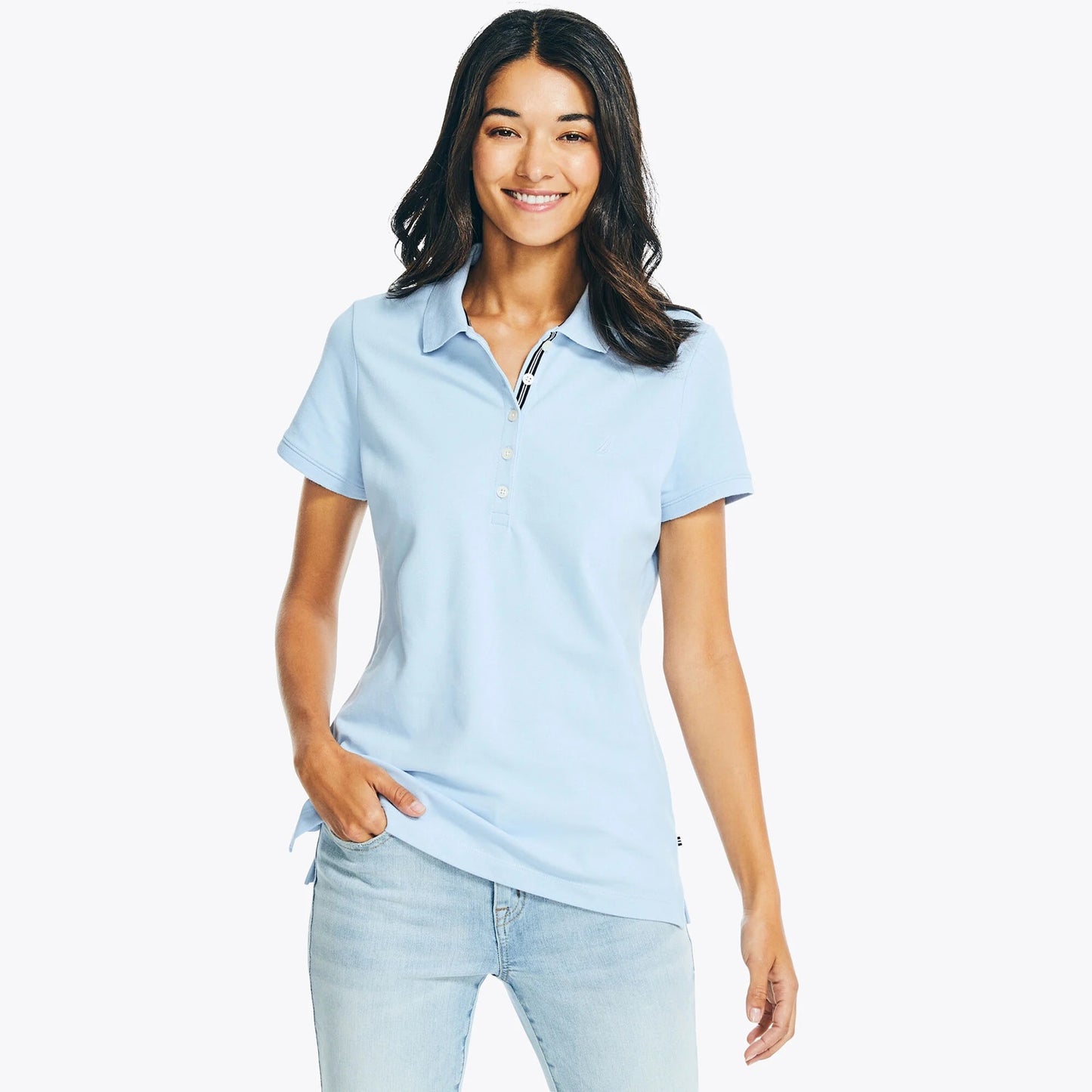 Chemise unicolor con logo y botones