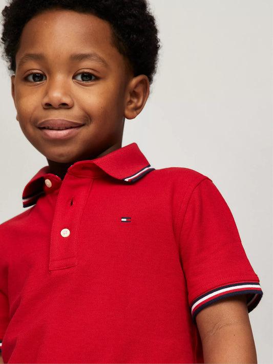 Chemise unicolor con cuello ribeteado para niño