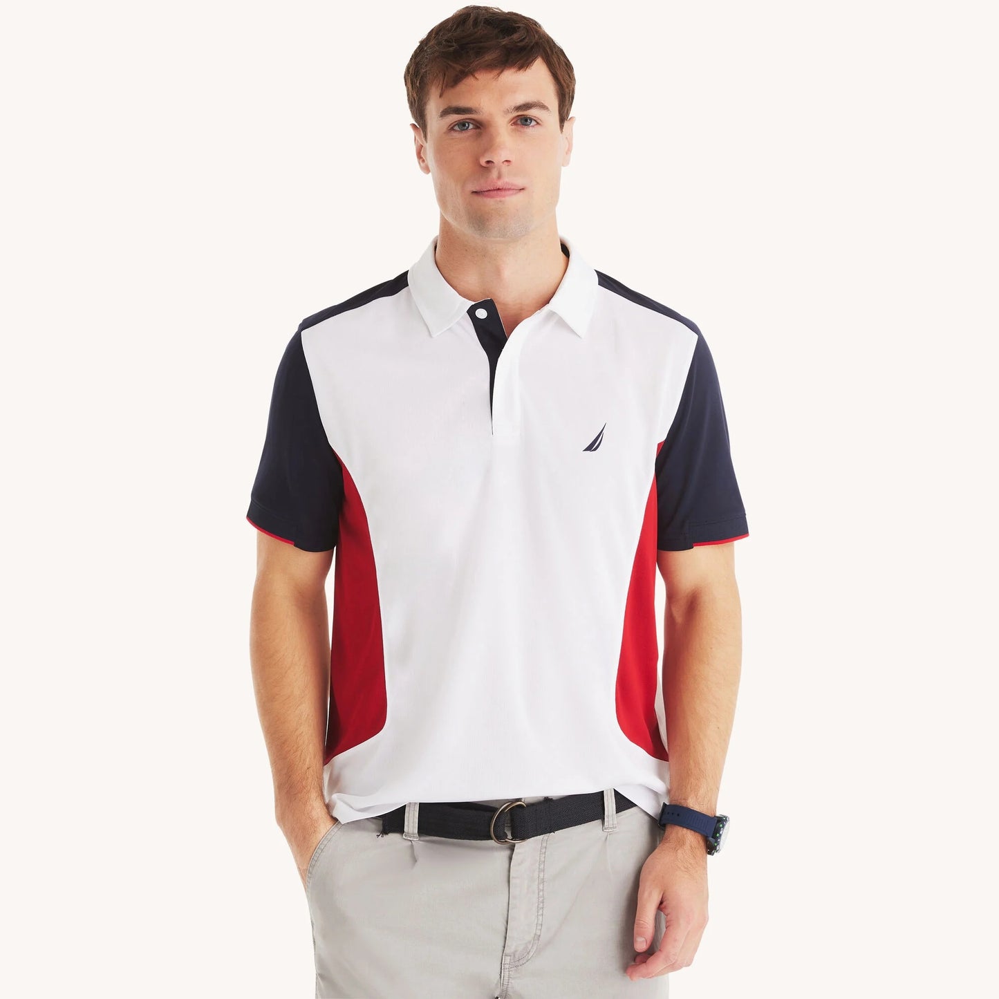 Chemise de poliéster con colores combinados
