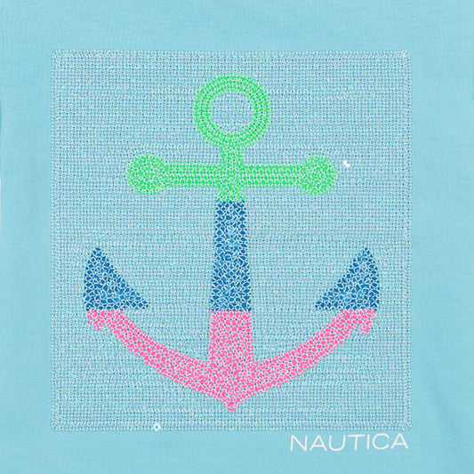 Franela con lentejuelas y estampado de ancla