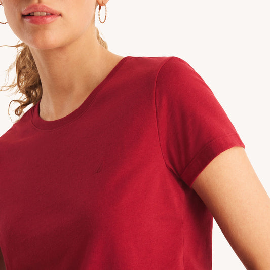 Franela cuello redondo unicolor con logo