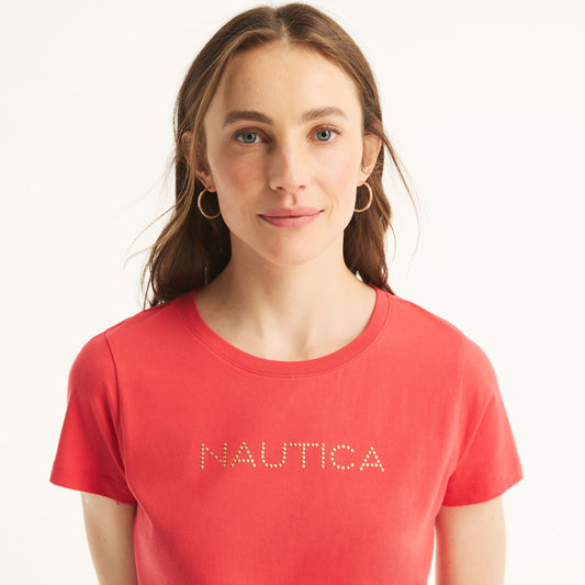 Franela cuello redondo con logo estampado