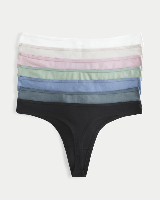 7 Pack Panties tipo hilo unicolor