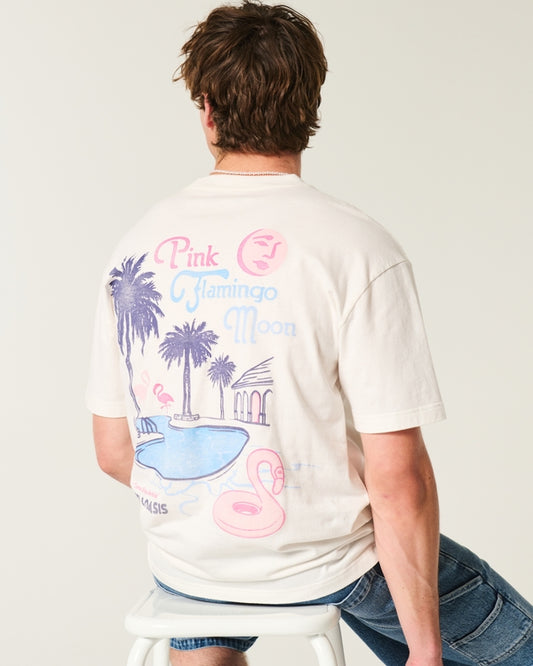 Franela cuello redondo holgada con estampado