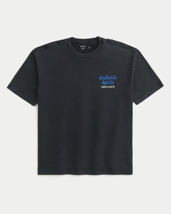 Franela cuello redondo holgada con estampado