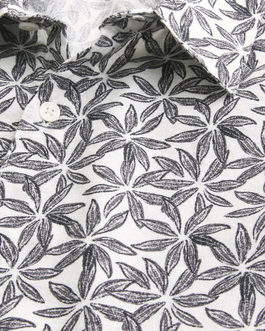 Camisa manga corta de corte cuadrado mezcla de lino con estampado