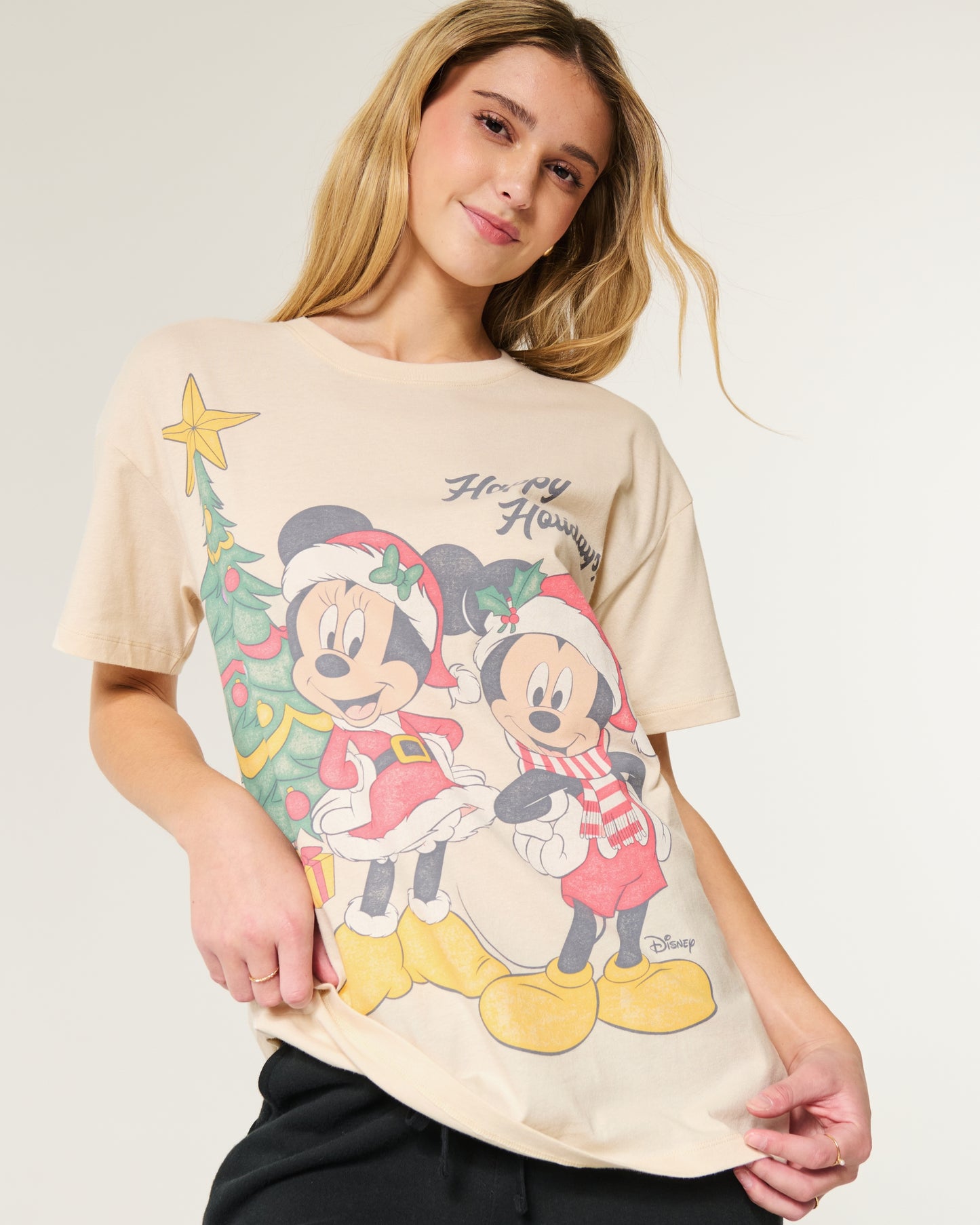 Franela holgada con estampado de Minnie y Mickey Mouse