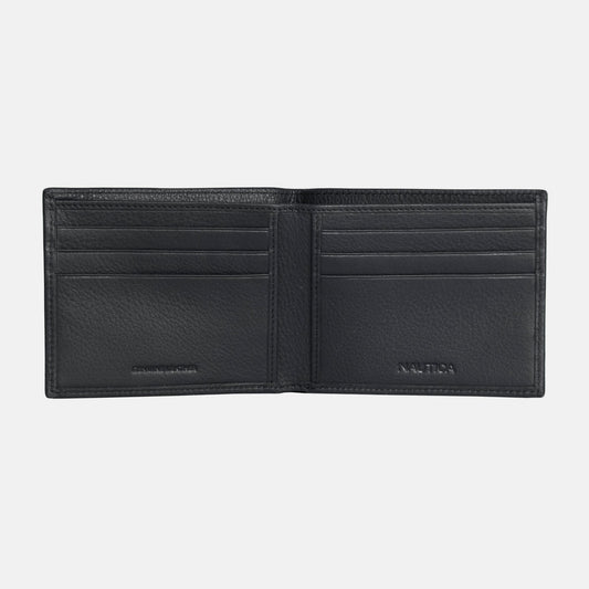 Cartera de caballero doble con logo de metal