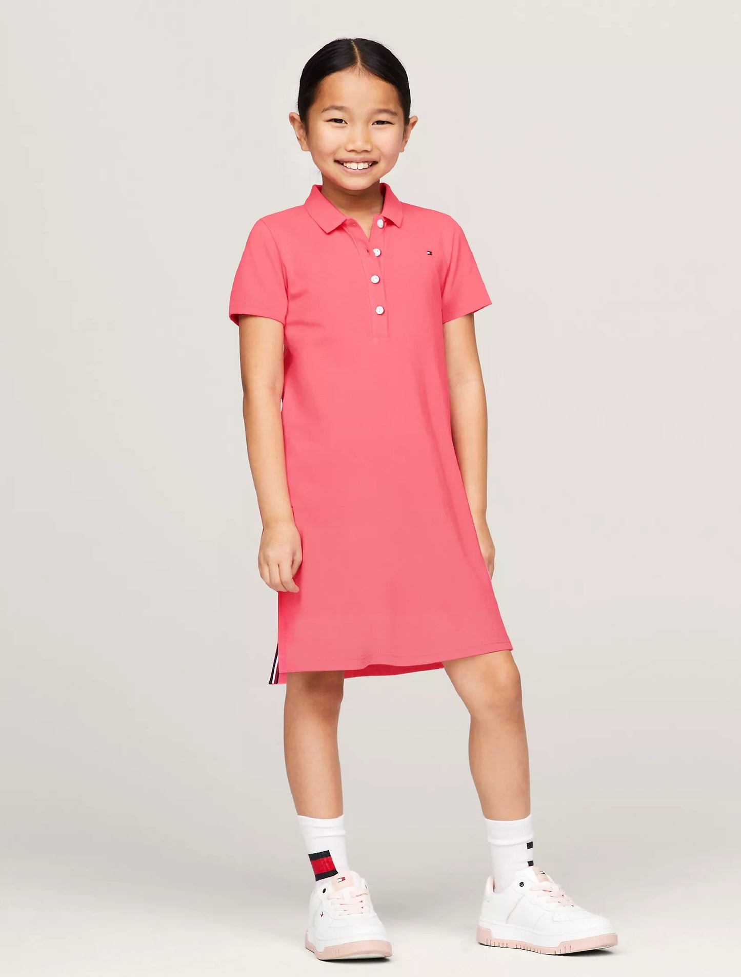 Vestido unicolor con logo para niña