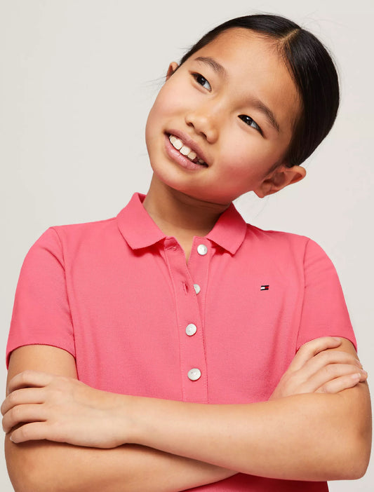 Vestido unicolor con logo para niña