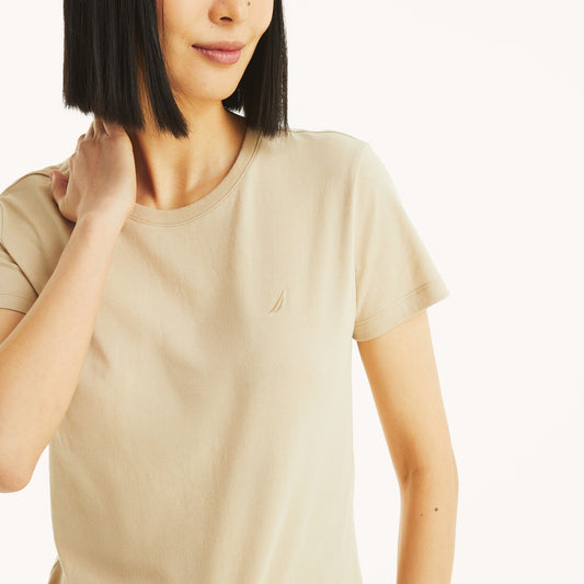 Franela cuello redondo unicolor con logo