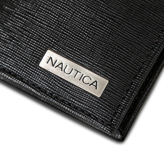 Cartera de caballero doble con logo de metal