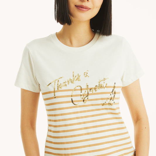 Franela cuello redondo con lentejuela