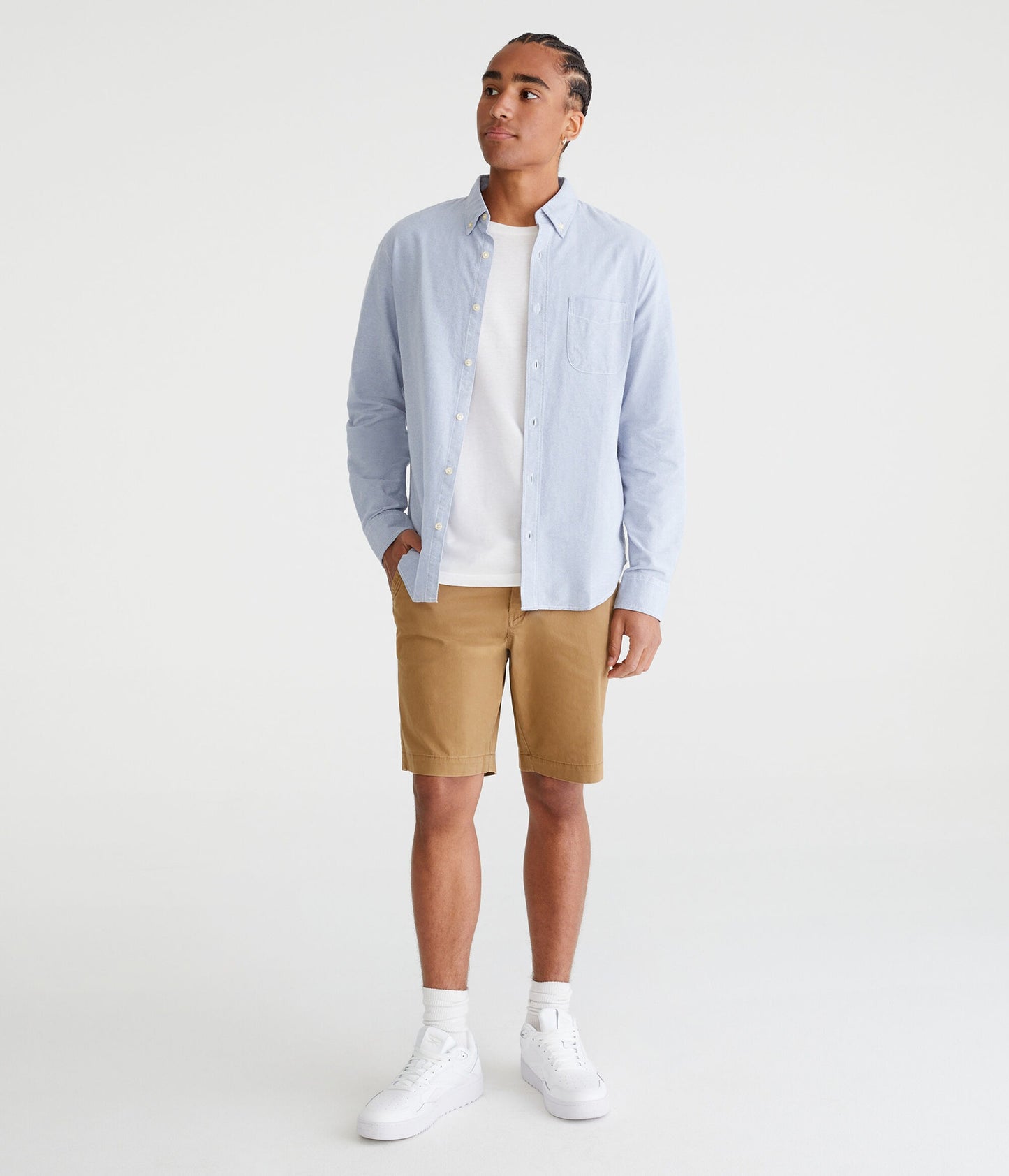 Camisa manga larga unicolor oxford