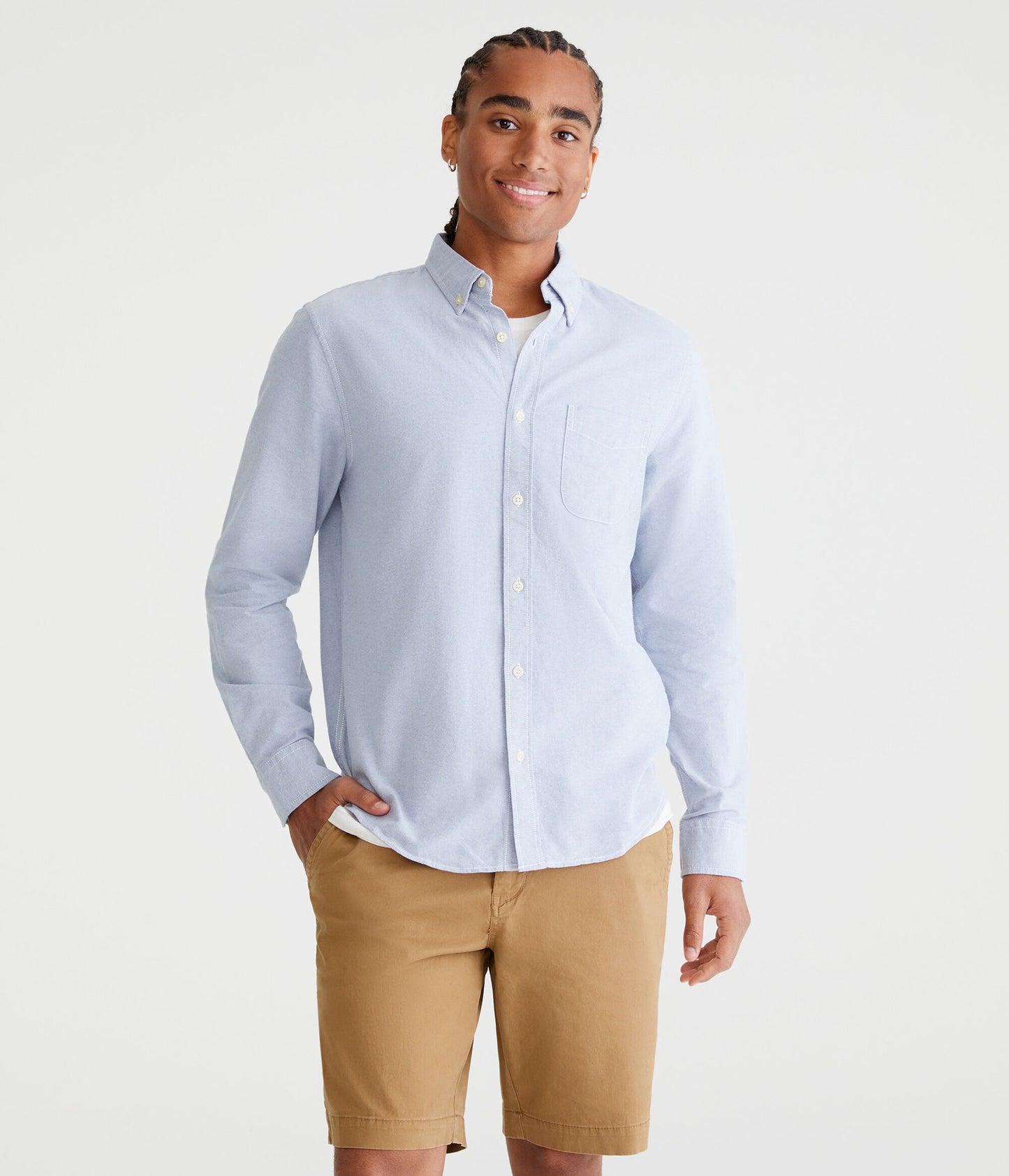 Camisa manga larga unicolor oxford