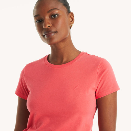 Franela cuello redondo unicolor con logo