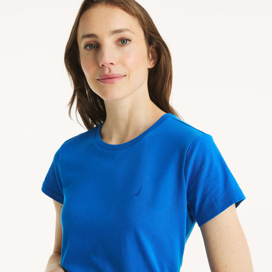 Franela cuello redondo unicolor con logo